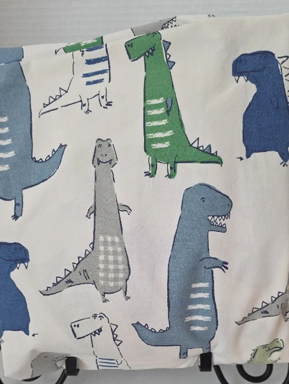 Pottery Barn Kids Green Blue Gray Dinosaur Cotton Twin Fitted Sheet